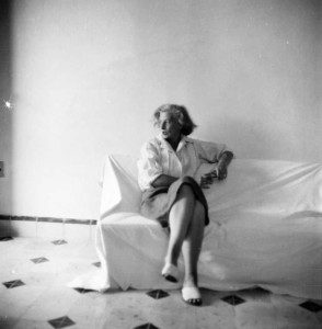 Mary Helen Byrnes, better known by her nicknames Jan or Janna, in Cozumel in 1960.  Photo by Ian Graham.